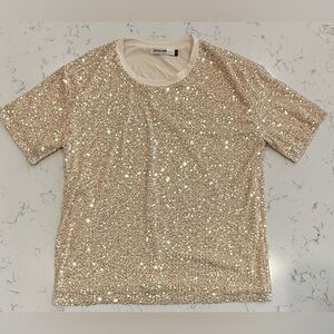 Origami By Vivien Gold Sequin‎ Shirt Lined Size Small